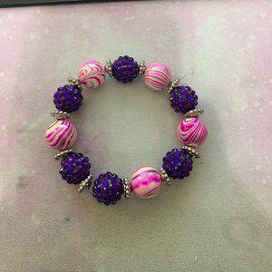 Handmade Purple and Magenta Bead Bracelet